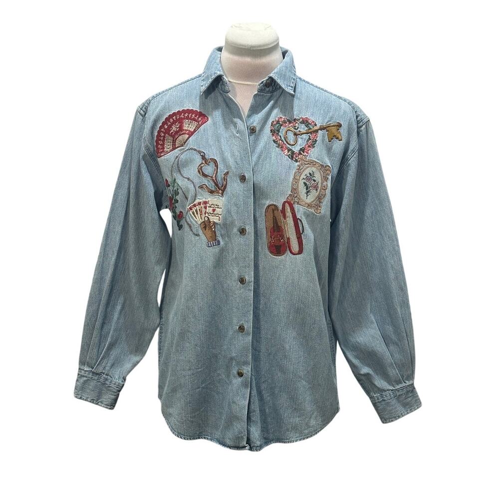 VINTAGE Cambridge Country Store Denim Embroidered 'Few Of My Favorite Things' M